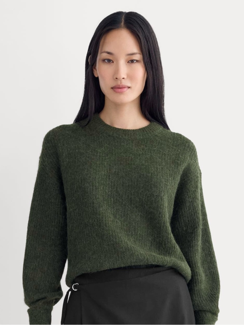 Everlane Olive Green Cocoon Alpaca Crewneck Sweater
